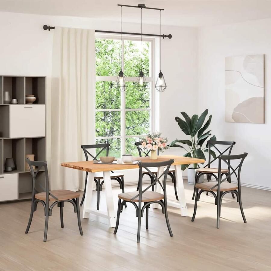 VidaXL Eettafel Massief Eikenhout 180x80x74 cm Eettafel Houten Eettafel Eikentafel Salontafel Diningtable Keukenmeubilair Eetkamerset Massief Eikenhout