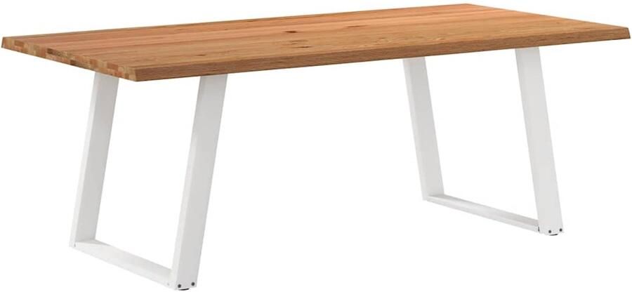 VidaXL Eettafel met natuurlijke rand massief eikenhout rechthoekig