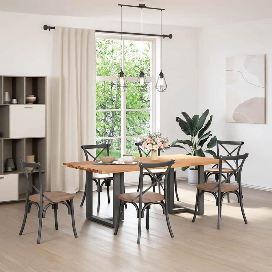 VidaXL Eettafel 200x100x74 cm Massief Eikenhout Eettafel Houten Eettafel Eik Eettafel Grote Eettafel Salontafel Diningtable Keukenset