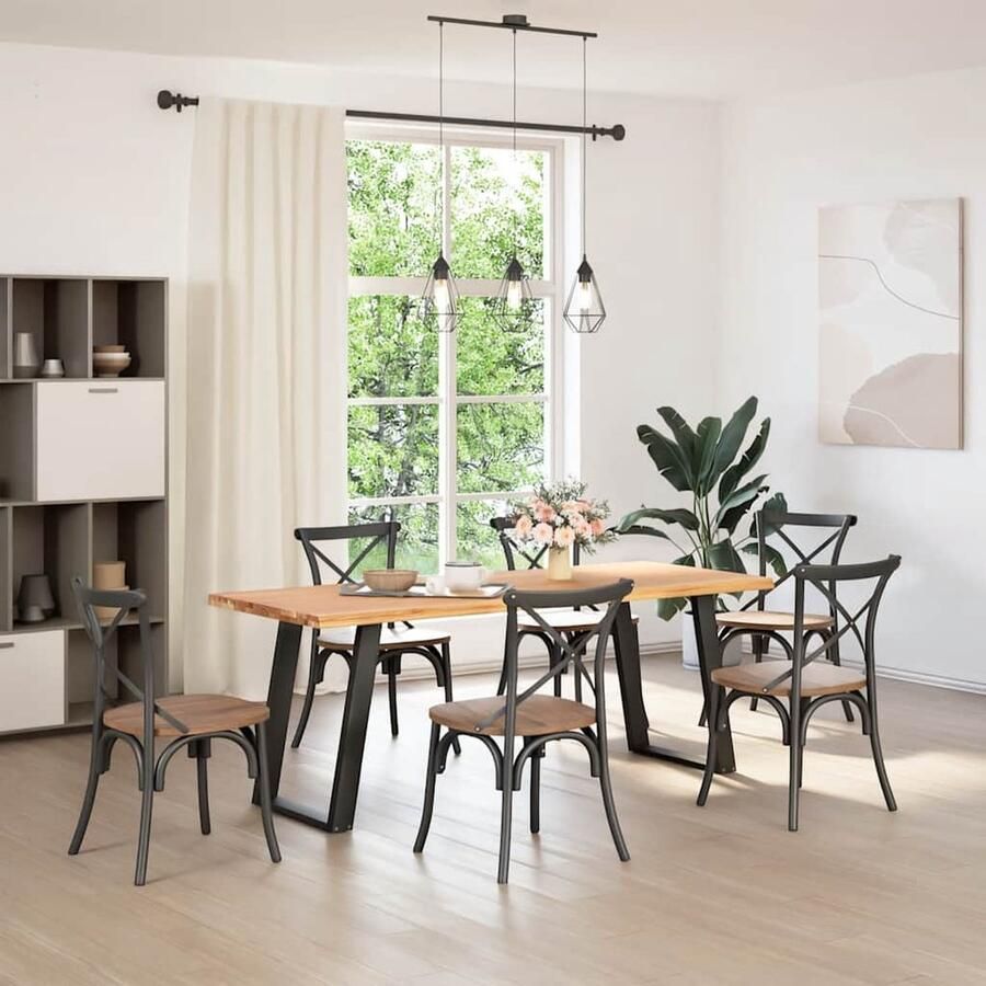 VidaXL Eettafel Massief Eikenhout 200x80 cm Eetkamertafel Eikenhouten Tafel Salontafel Grote Tafel Rechte Tafel Massief Eikenhout Vintage Tafel Industriële Tafel Landelijke Tafel