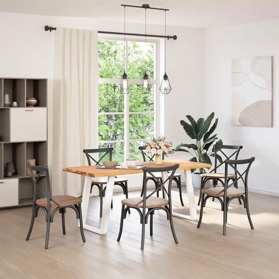 VidaXL Eettafel Massief Eikenhout 180x80 cm Eettafel Eettafels Eetkamertafel Keukentafel