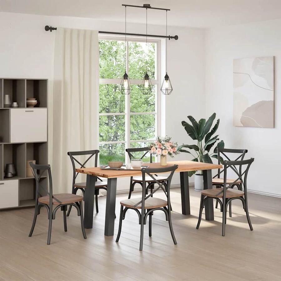 VidaXL Eettafel Massief Eikenhout 180x80x74 cm Eettafel Houten Tafel Eikentafel Salontafel Diningtable Eetkamerset Massief Eikenhout Landelijke Tafel Industriële Tafel