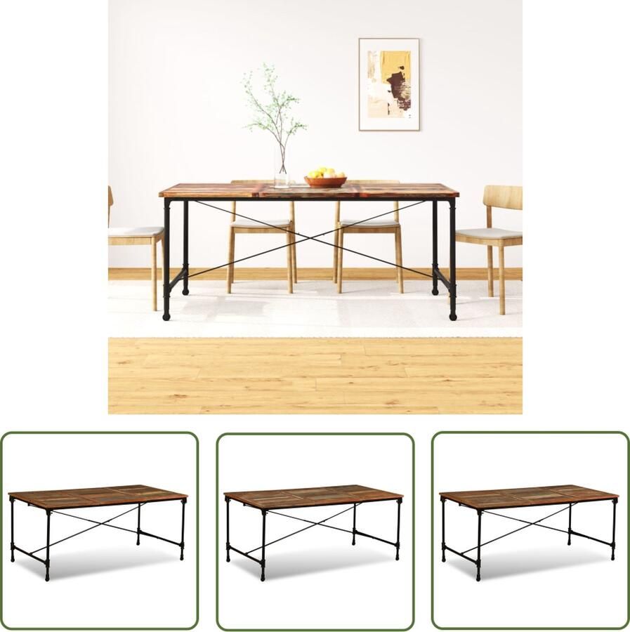 The Living Store Eettafel IndustriÃle Stijl Gerecycled Hout 180 x 90 x 76 cm Meerkleurig Industriele Eettafel Multikleuren Herbruikbare Materialen Vintage Meubilair Robuuste Eettafel - Foto 2