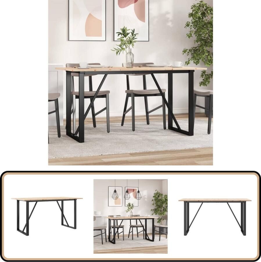 VidaXL Eettafel O-frame 140x80x75 cm Grenen & Gietijzer Eettafel Houten Eettafel Grenenhouten Eettafel O-frame Tafel Diningtable Keuken Tafel