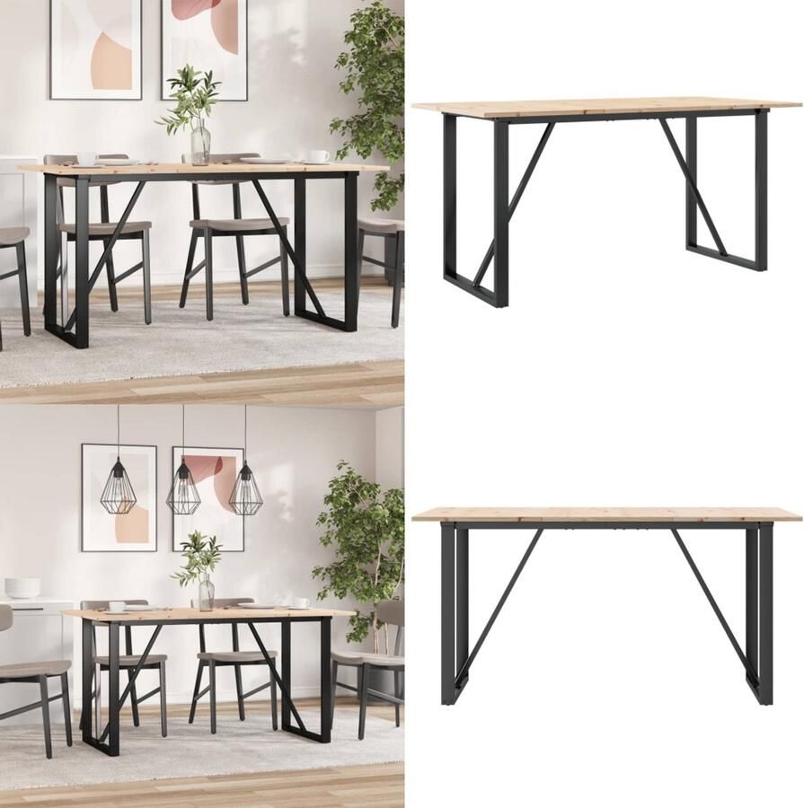 VidaXL Eettafel O-frame 140x80x75 cm massief grenenhout en gietijzer Eettafel Eettafels Eetkamertafel Tafel