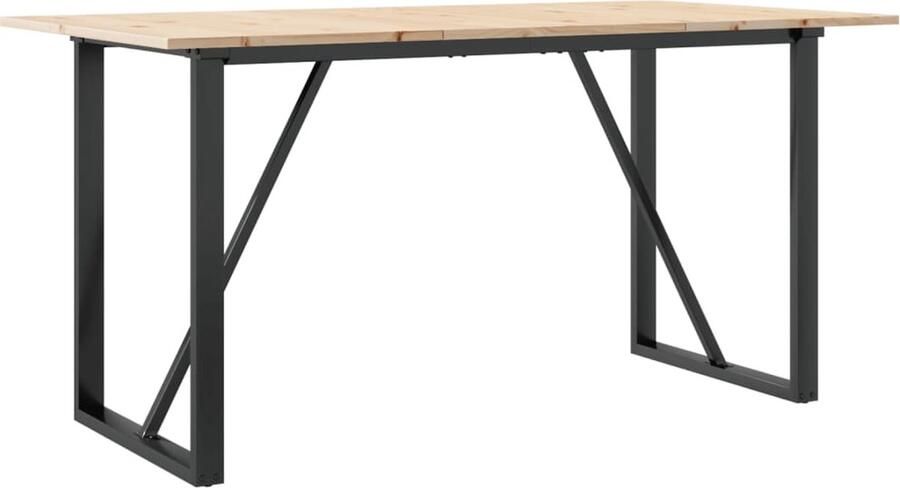 VidaXL Eettafel O-frame 140x80x75 cm massief grenenhout en gietijzer