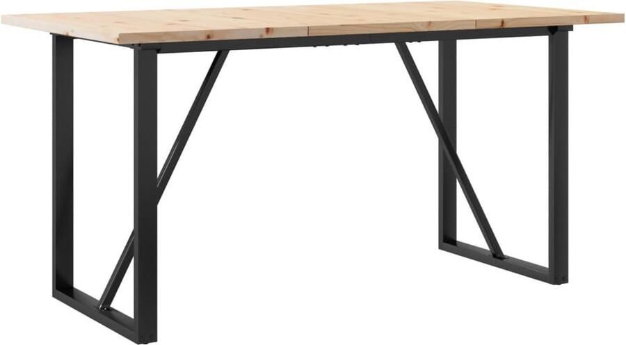 VidaXL Eettafel O-frame 160x80x75 5 cm massief grenenhout en gietijzer - Foto 2