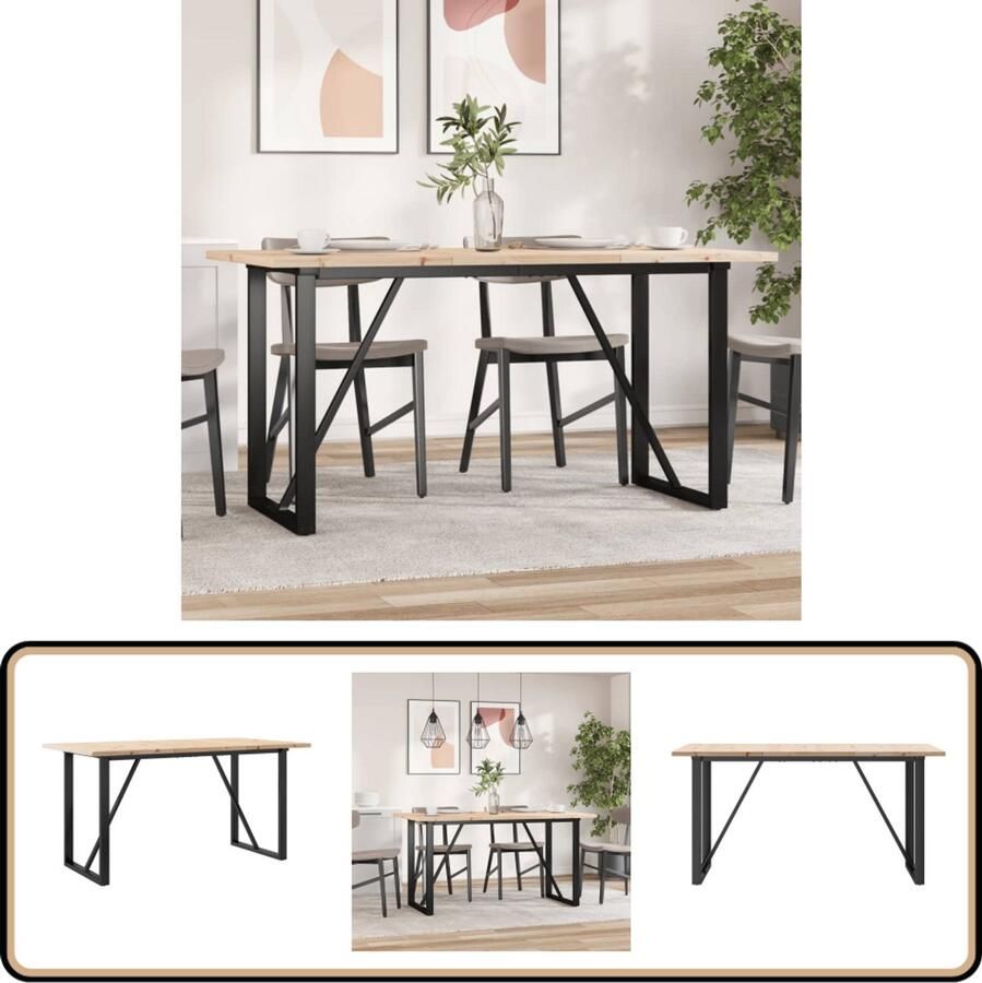 VidaXL Eettafel O-frame Massief Grenenhout 160x80 cm Eetkamertafel Houten Tafel Eettafel Massief Hout Grenenhouten Tafel Ronde Eettafel