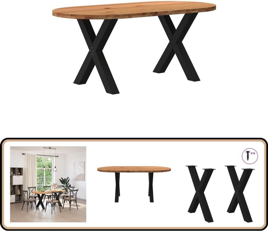 VidaXL Eettafel Ovaal 180x90x74 cm Massief Eiken Eettafel Eettafels Eetkamertafel Keukentafel