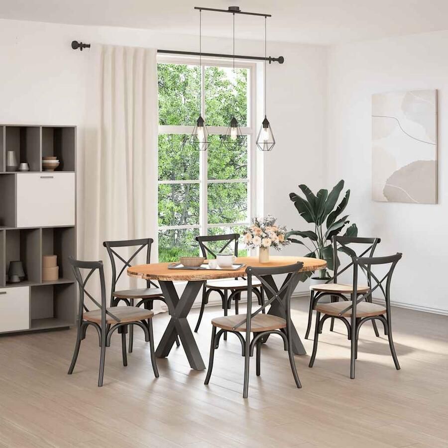 VidaXL Eettafel Ovaal 180x90x74 cm Massief Eikenhout Eetkamertafel Eikenhouten Tafel Ovale Tafel Grote Tafel Solide Tafel Massief Eikenhout Industriële Tafel Vintage Tafel Modern Diningtable