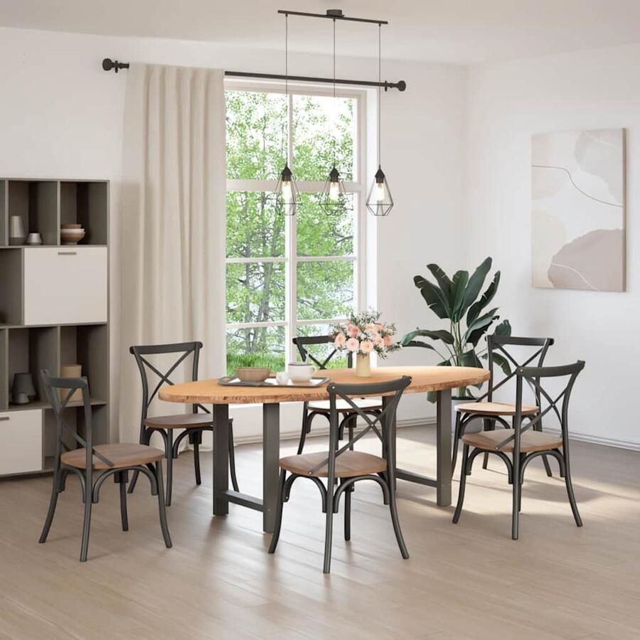 VidaXL Eettafel Ovaal 220x100x74 cm Eikenhout Eetkamertafel Eikenhouten Tafel Ronde Tafel Grote Tafel Salontafel