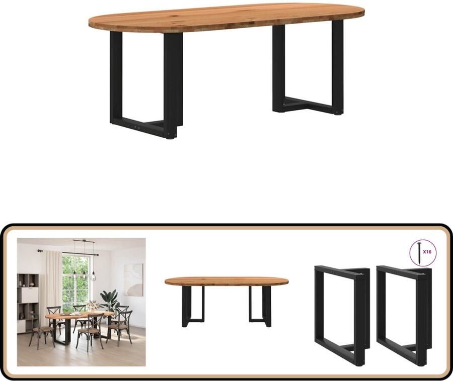 VidaXL Eettafel Ovaal 220x100x74 cm Eikenhout Eettafel Eettafels Eetkamertafel Keukentafel