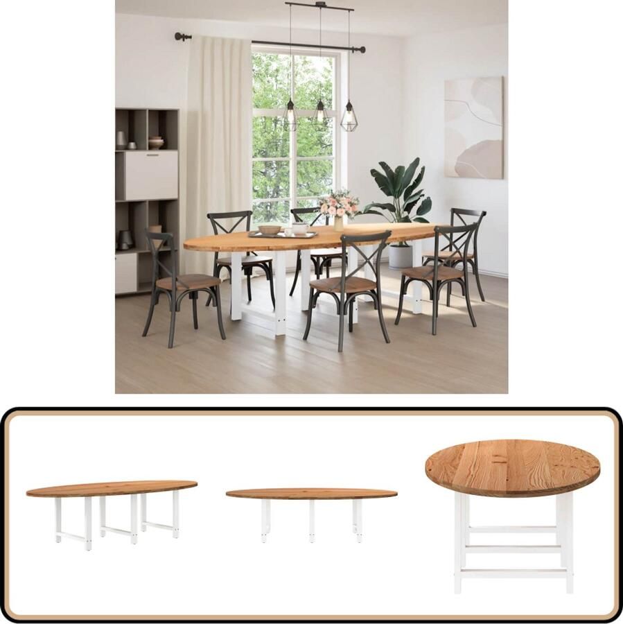 VidaXL Eettafel Ovaal 280x120x74 cm Massief Eiken Eetkamertafel Eikenhouten Tafel Ronde Tafel Grote Tafel Massieve Tafel