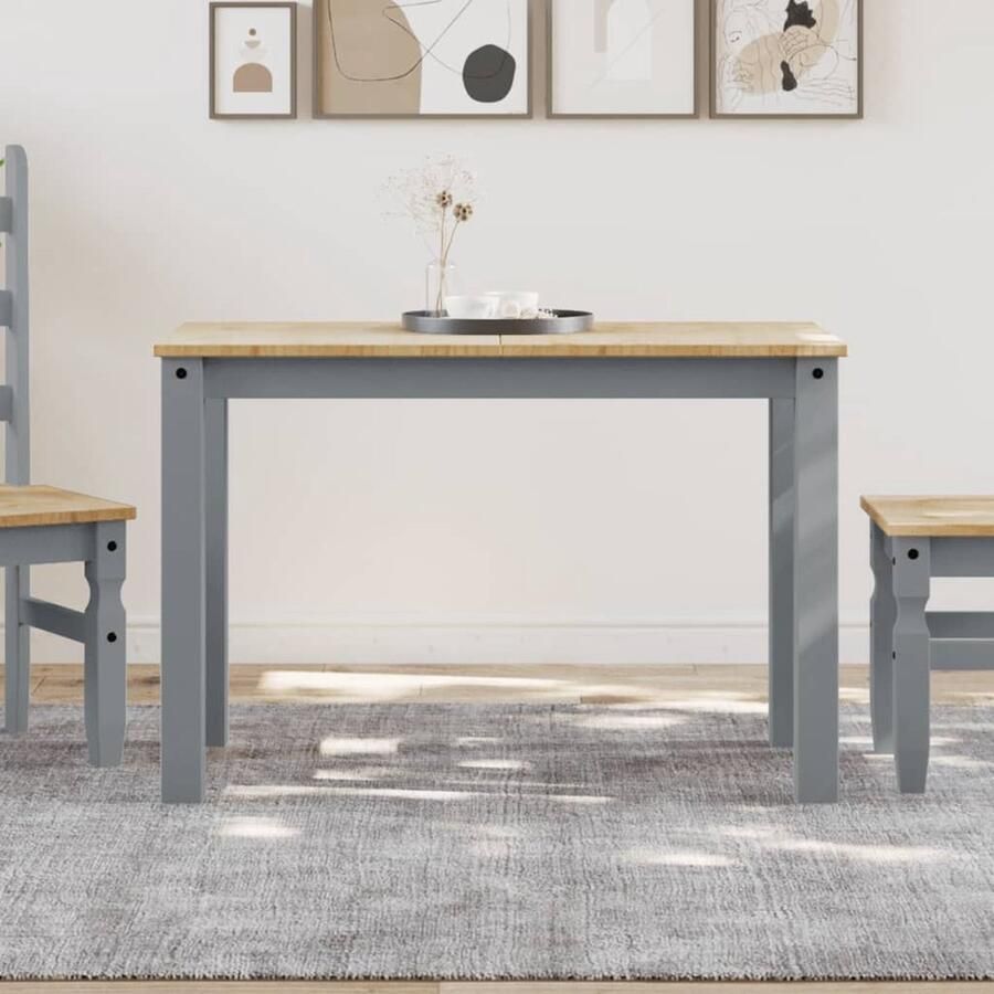 VidaXL Eettafel Panama 117x60x75 cm Grijs Minimalistische Eettafel Eethoek Tafel Granenhouthout Tafel Ronde Eettafel Design Eettafel Grey Dining Table - Foto 2