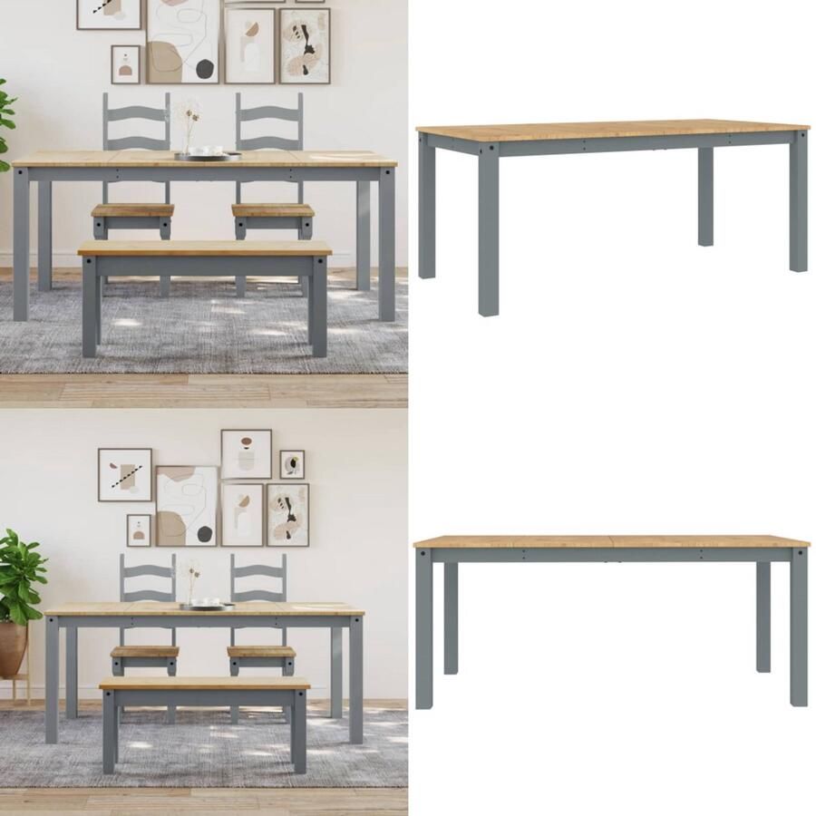 VidaXL Eettafel Panama 180x90x75 cm massief grenenhout grijs Eettafel Eettafels Eetkamertafel Tafel