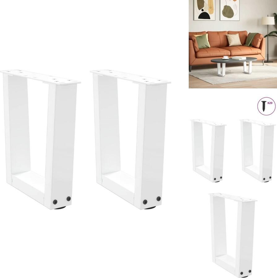 VidaXL Eettafel Poot Eettafel Poten Poot Voor Tafel Metalen Eettafel Poot Eettafelpoten 2 st V-vormig 40x(30-31 3) cm staal wit