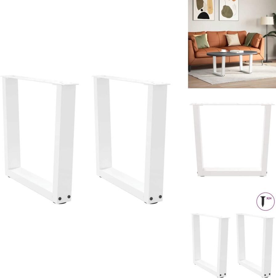VidaXL Eettafel Poot Eettafel Poten Poot Voor Tafel Metalen Eettafel Poot Eettafelpoten 2 st V-vormig 50x(42-43 3) cm staal wit