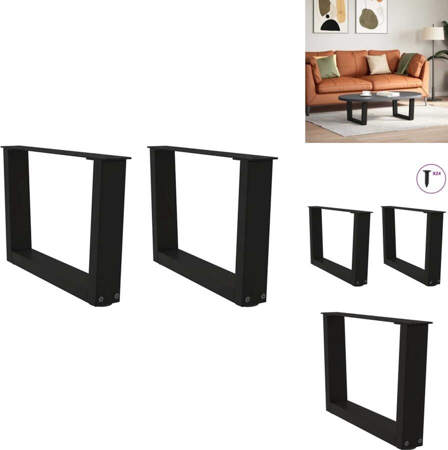 VidaXL Eettafel Poot Eettafel Poten Poot Voor Tafel Metalen Eettafel Poot Eettafelpoten 2 st V-vormig 50x(30-31 3) cm staal zwart