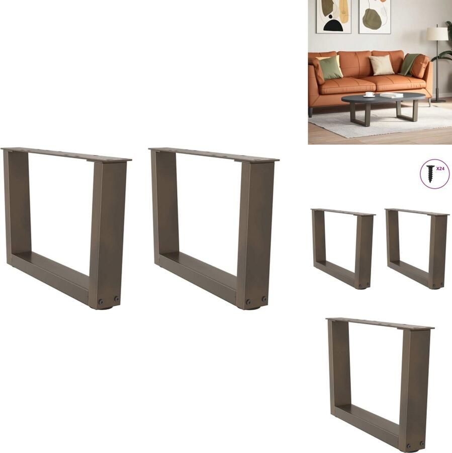 VidaXL Eettafel Poot Eettafel Poten Poot Voor Tafel Metalen Eettafel Poot Eettafelpoten 2 st V-vormig 50x(30-31 3) cm staal naturel - Foto 2