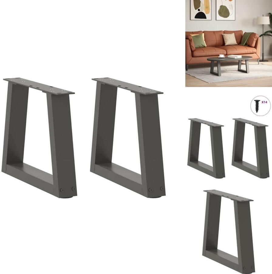 VidaXL Eettafel Poot Eettafel Poten Poot Voor Tafel Metalen Eettafel Poot Eettafelpoten 2 st V-vormig 40x(30-31 3) cm staal antraciet - Foto 2