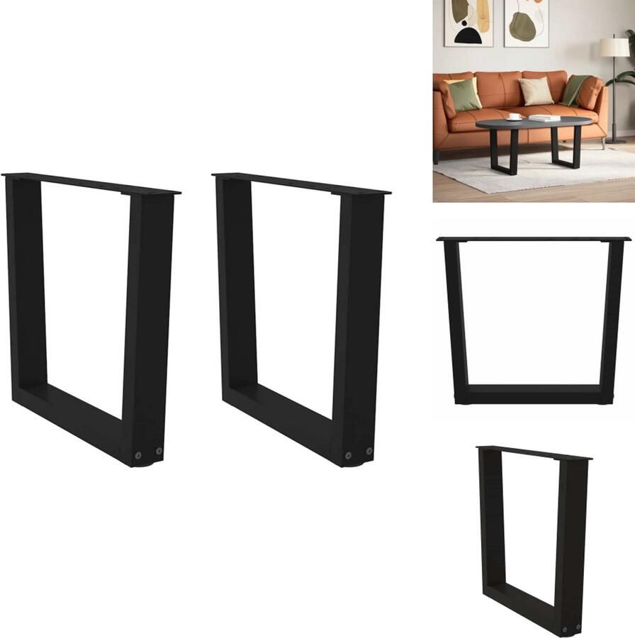 VidaXL Eettafel Poot Eettafel Poten Poot Voor Tafel Metalen Eettafel Poot Eettafelpoten 2 st V-vormig 50x(42-43 3) cm staal zwart