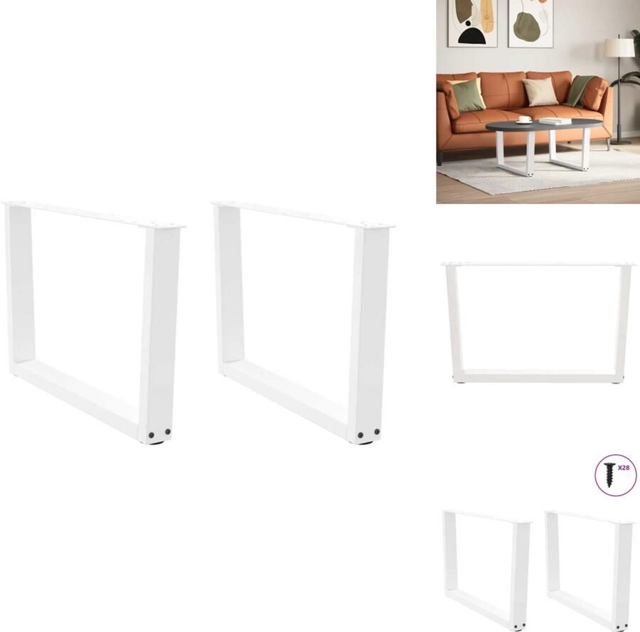 VidaXL Eettafel Poot Eettafel Poten Poot Voor Tafel Metalen Eettafel Poot Eettafelpoten 2 st V-vormig 70x(42-43 3) cm staal wit