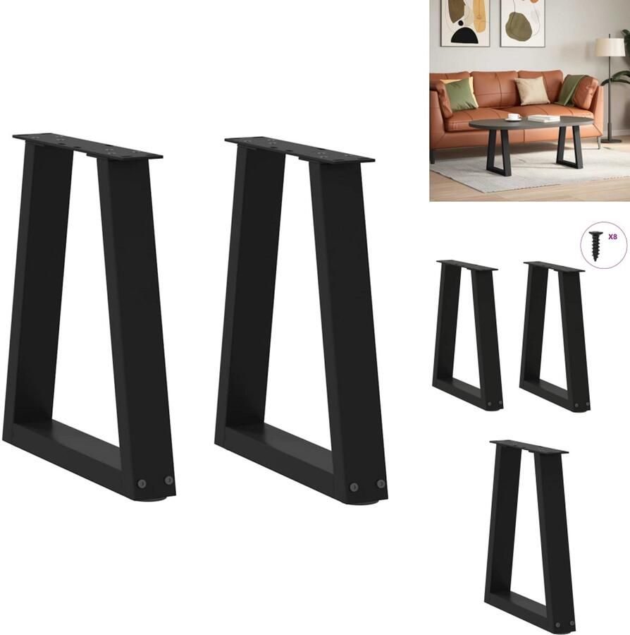 VidaXL Eettafel Poot Eettafel Poten Poot Voor Tafel Metalen Eettafel Poot Eettafelpoten 2 st V-vormig 28x(42-43 3) cm staal zwart - Foto 2