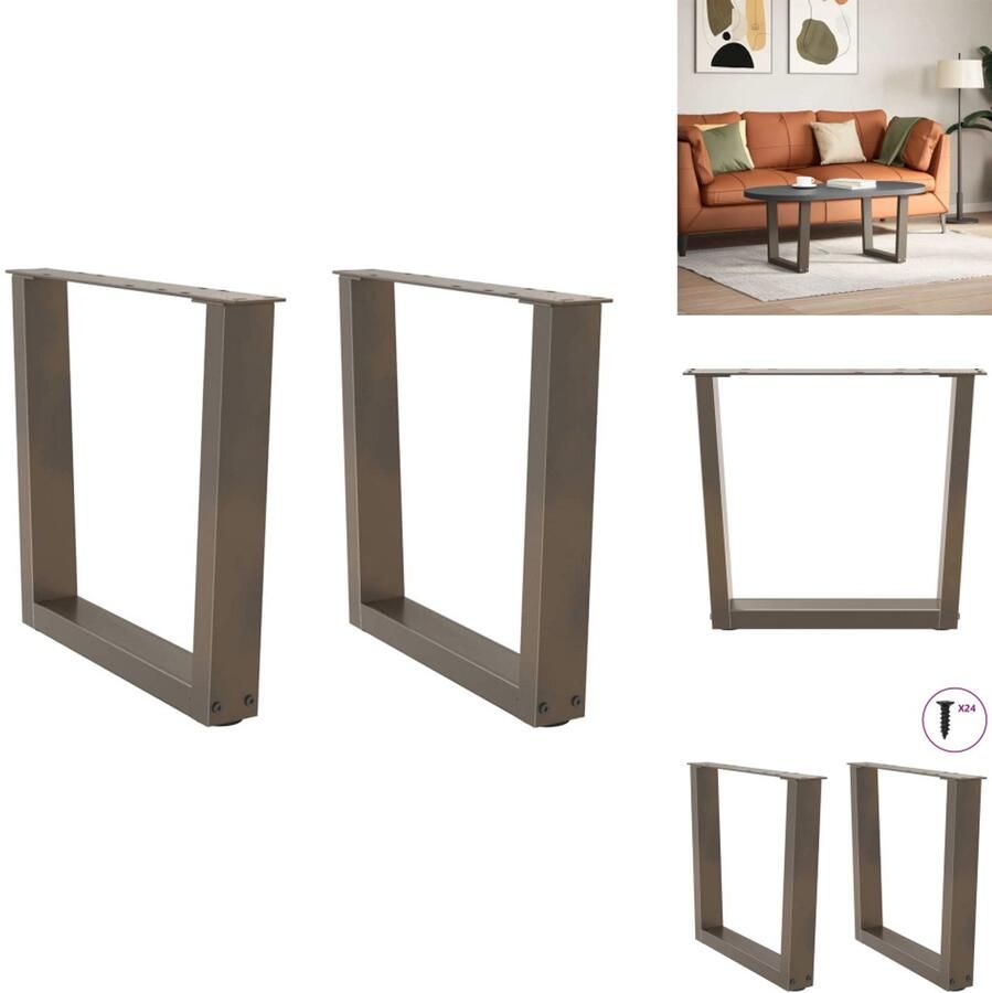 VidaXL Eettafel Poot Eettafel Poten Poot Voor Tafel Metalen Eettafel Poot Eettafelpoten 2 st V-vormig 50x(42-43 3) cm staal naturel