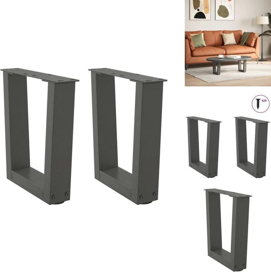 VidaXL Eettafel Poot Eettafel Poten Poot Voor Tafel Metalen Eettafel Poot Eettafelpoten 2 st V-vormig 40x(30-31 3) cm staal antraciet