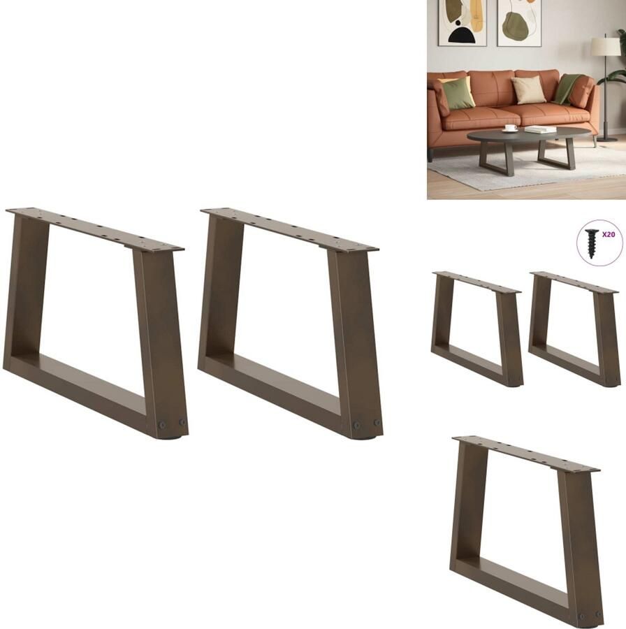 VidaXL Eettafel Poot Eettafel Poten Poot Voor Tafel Metalen Eettafel Poot Eettafelpoten 2 st V-vormig 50x(30-31 3) cm staal naturel