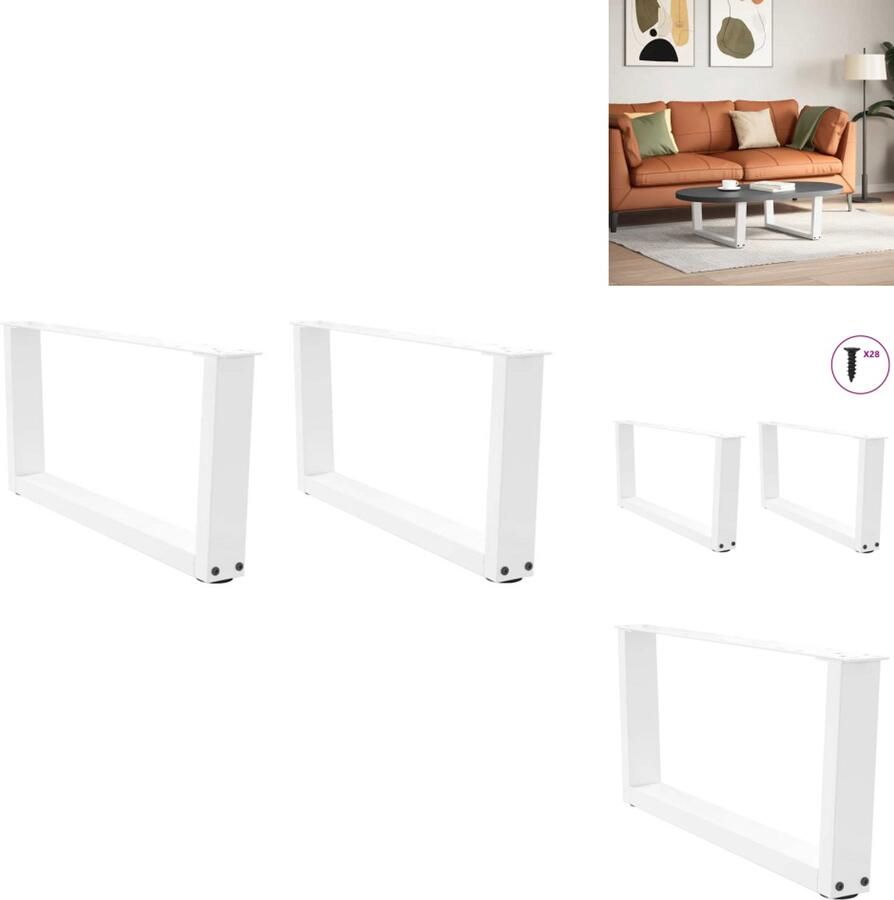 VidaXL Eettafel Poot Eettafel Poten Poot Voor Tafel Metalen Eettafel Poot Eettafelpoten 2 st V-vormig 70x(30-31 3) cm staal wit