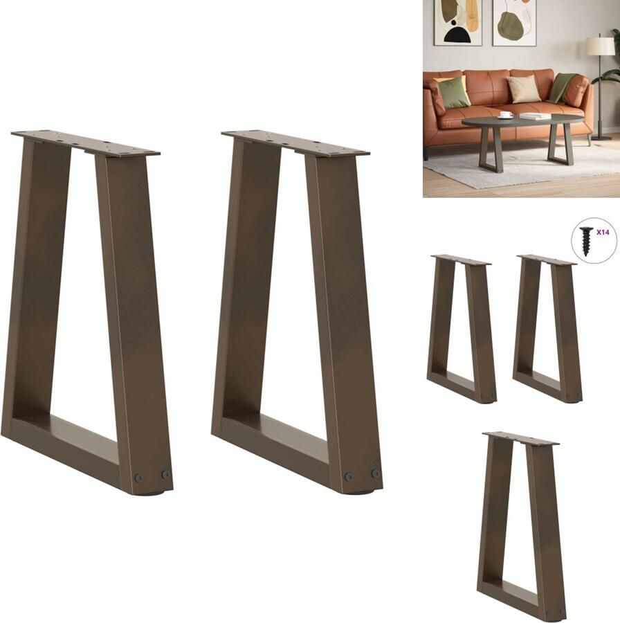 VidaXL Eettafel Poot Eettafel Poten Poot Voor Tafel Metalen Eettafel Poot Eettafelpoten 2 st V-vormig 38x(42-43 3) cm staal naturel - Foto 2