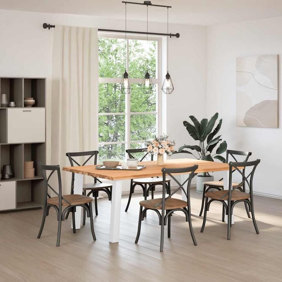 VidaXL Eettafel Rechthoek 200x120x74 cm Massief Eiken Eetkamertafel Eikenhouten Tafel Salontafel Grote Tafel Rechte Tafel