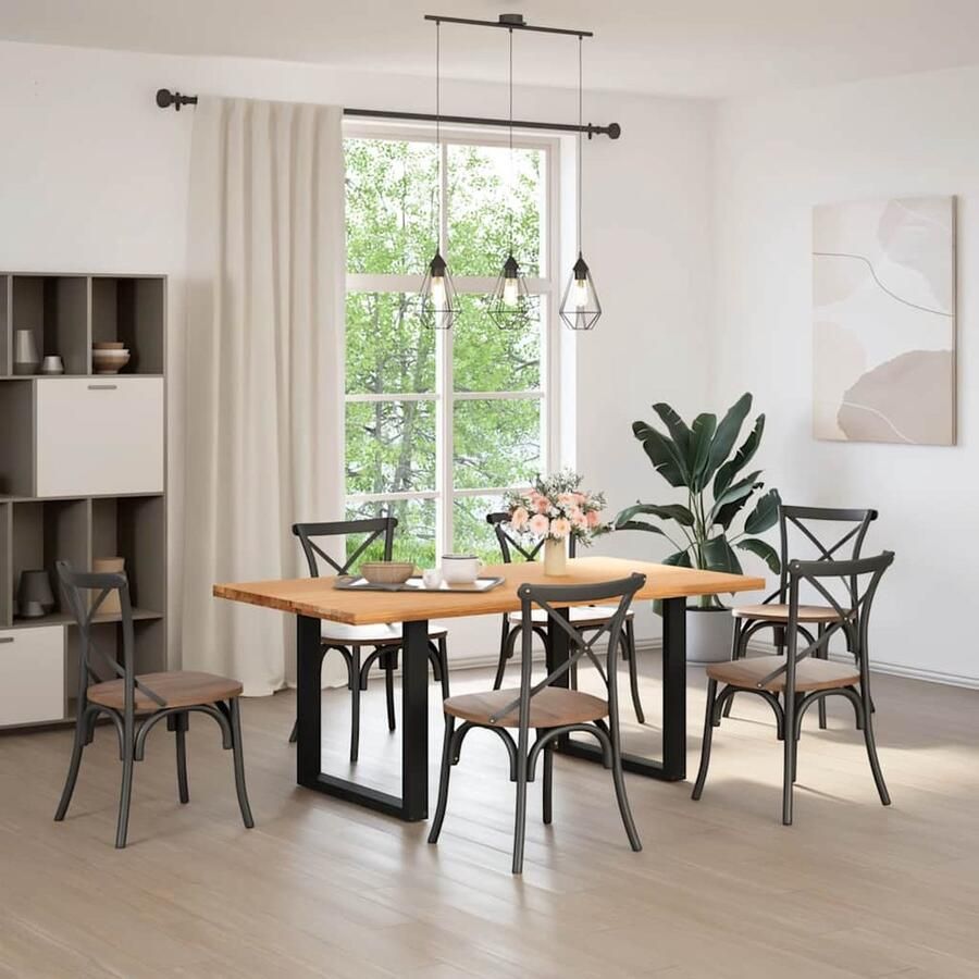 VidaXL Eettafel Massief Eiken 180x100x74 cm Eettafel Eettafels Eetkamertafel Keukentafel