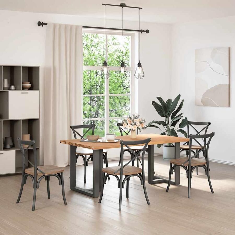 VidaXL Eettafel Rechthoekig 180x100x74 cm Eikenhout Eetkamertafel Eikenhouten Tafel Salontafel Grote Tafel Rechte Tafel Industriële Tafel Landelijke Tafel Vintage Tafel