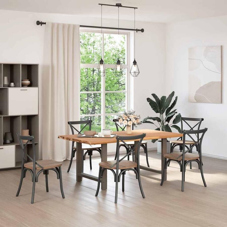 VidaXL Eettafel rechthoekig 180x100x74 cm massief eikenhout lichtbruin - Foto 2