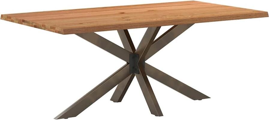 VidaXL Eettafel rechthoekig 180x100x74 cm massief eikenhout lichtbruin - Foto 2