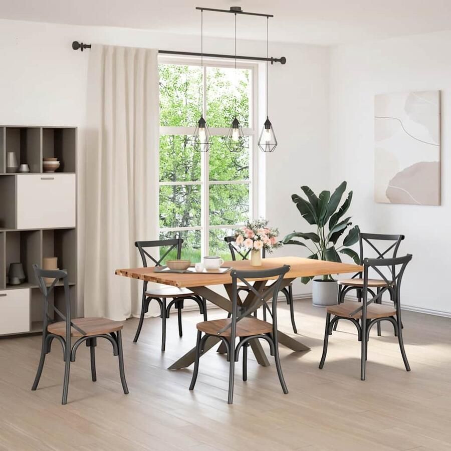 VidaXL Eettafel rechthoekig 180x100x74 cm massief eikenhout lichtbruin