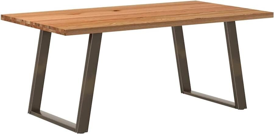 VidaXL Eettafel rechthoekig 180x100x74 cm massief eikenhout lichtbruin