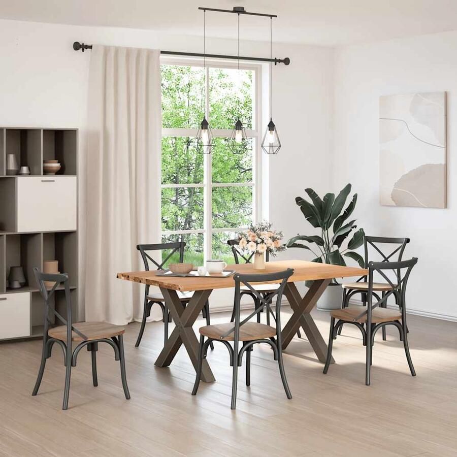 VidaXL Eettafel rechthoekig 180x100x74 cm massief eikenhout lichtbruin