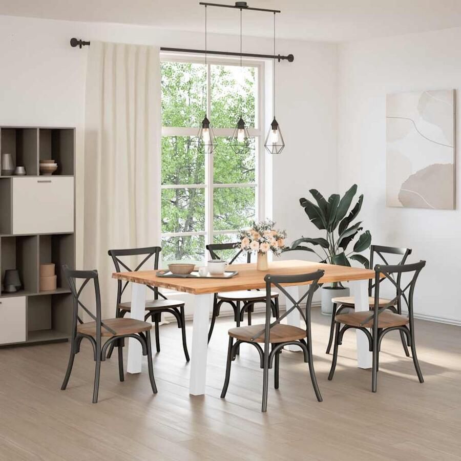 VidaXL Eettafel Rechthoekig 180x120x74 cm Massief Eikenhout Eetkamertafel Eikenhouten Tafel Salontafel Grote Tafel Rechte Tafel