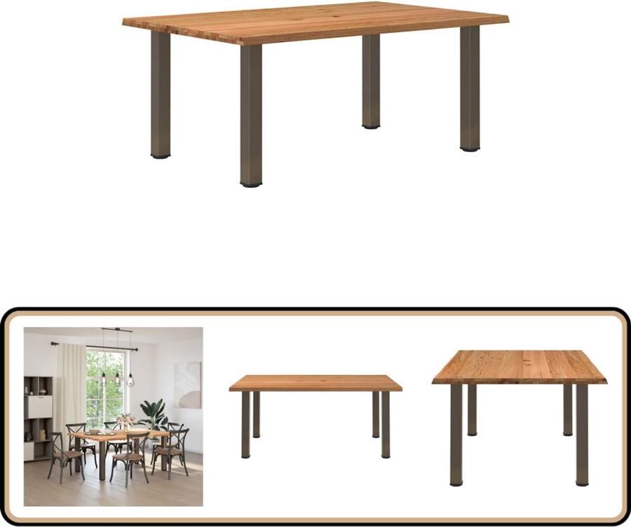 VidaXL Eettafel Rechthoekig 180x120x74 cm Massief eikenhout Eettafel Eettafels Eetkamertafel Keukentafel - Foto 2