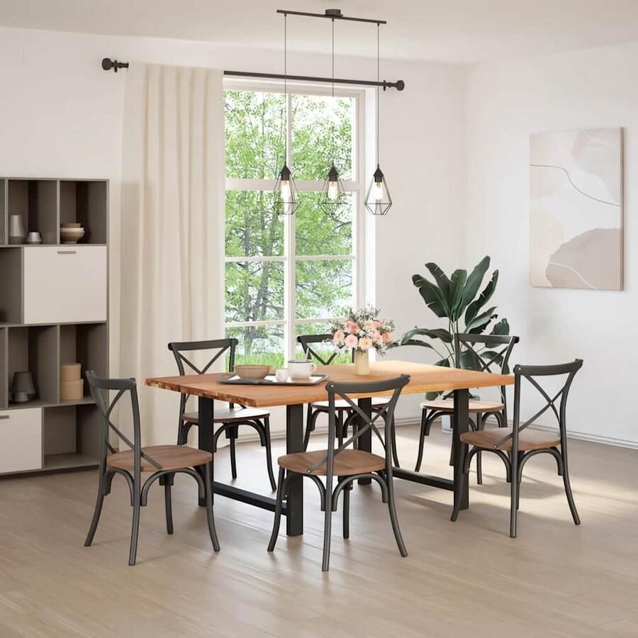 VidaXL Eettafel 180x120 cm Massief Eikenhout Eettafel Houten Tafel Salontafel Diningtable Keukenmeubilair Massief Eikenhout Landelijke Stijl Industrieel Design Grote Eettafel