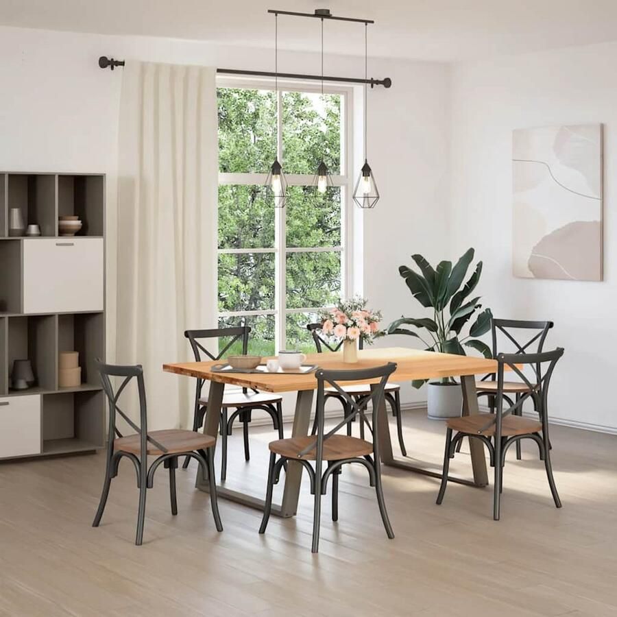 VidaXL Eettafel rechthoekig 180x120x74 cm massief eikenhout lichtbruin