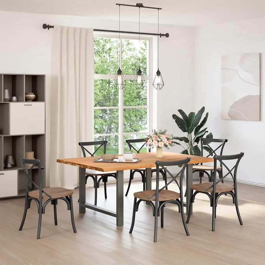 VidaXL Eettafel rechthoekig 180x120x74 cm massief eikenhout lichtbruin