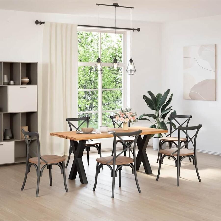 VidaXL Eettafel 180x80x74 cm Massief Eikenhout Eetkamertafel Eikenhouten Tafel Salontafel Diningtable Keukenset Massief Eikenhout Industriële Tafel Landelijke Tafel Vintage Tafel