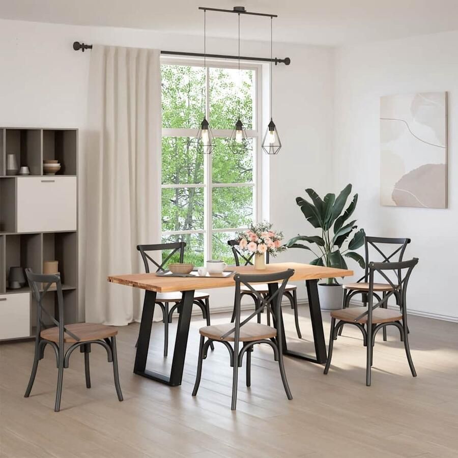 VidaXL Eettafel Rechthoekig 180x80 cm Massief Eiken Eetkamertafel Eikenhouten Tafel Salontafel Grote Tafel Solide Tafel Duurzame Tafel Industriële Tafel Landelijke Tafel