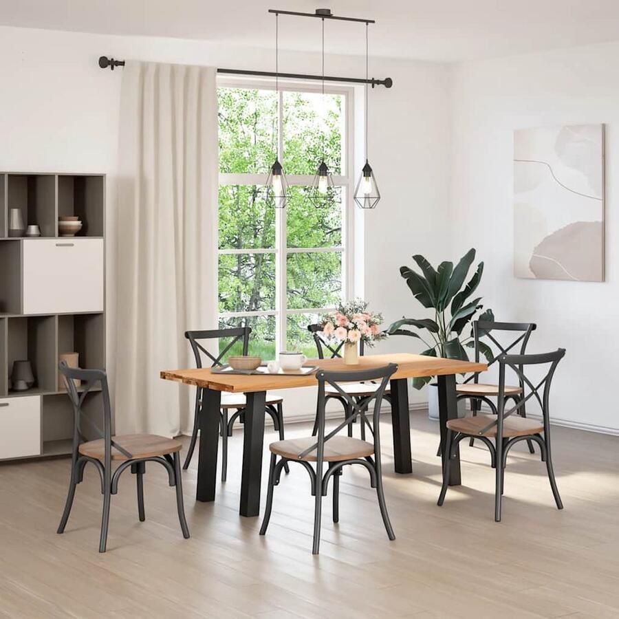 VidaXL Eettafel Rechthoekig Massief Eikenhout 180x80x74 cm Eetkamertafel Houten Tafel Eikenhouten Tafel Salontafel Diningtable Keuken Tafel