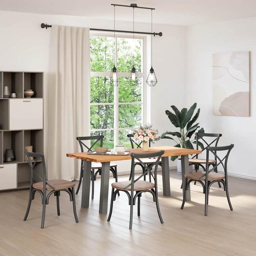 VidaXL Eettafel 180x80 cm Massief Eikenhout Eetkamertafel Eikenhouten Tafel Salontafel Tuintafel Buitentafelt Ronde Tafel Vierkante Tafel