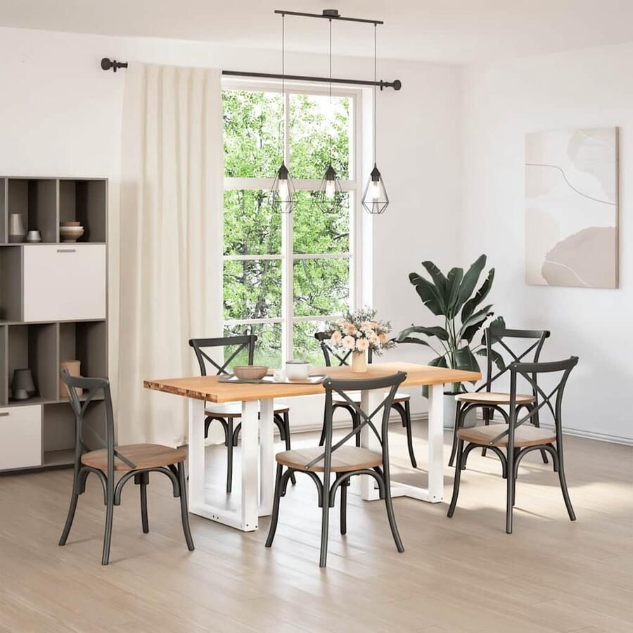 VidaXL Eettafel 180x80 cm Massief Eikenhout Eettafel Houten Tafel Salontafel Keukenset Diningtable Oak Furniture Massief Eikenhout Vintage Tafel Industriële Tafel